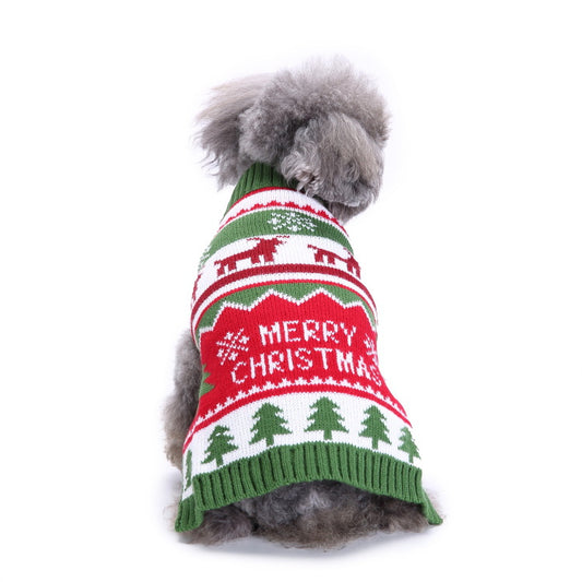 Dog Christmas Jumper - Merry Christmas Green, Red and White