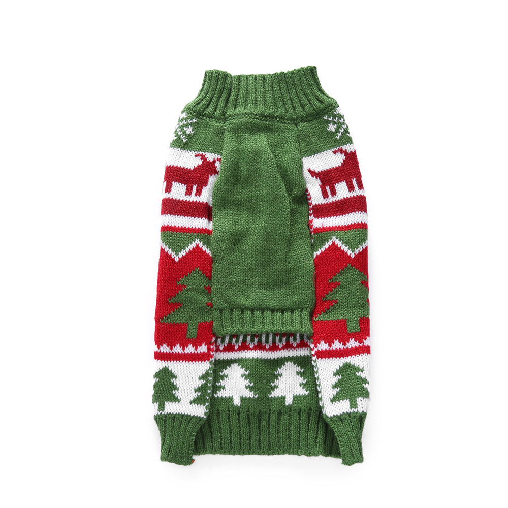 Dog Christmas Jumper - Merry Christmas Green, Red and White