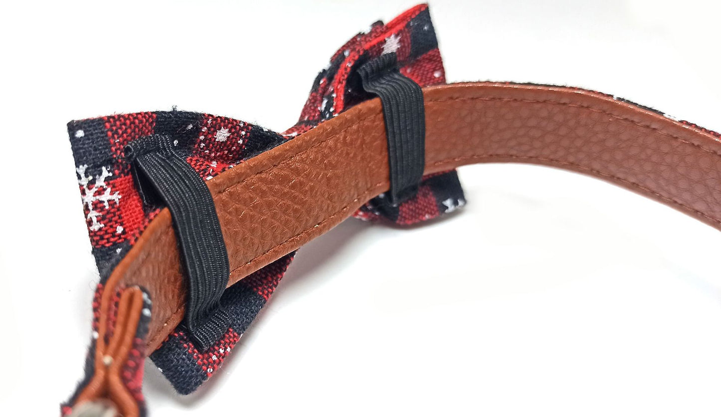 Christmas Collar - Tartan Red Bow