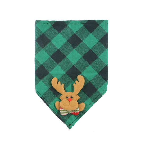 Christmas Tartan Bandana/Scarf - Green Reindeer