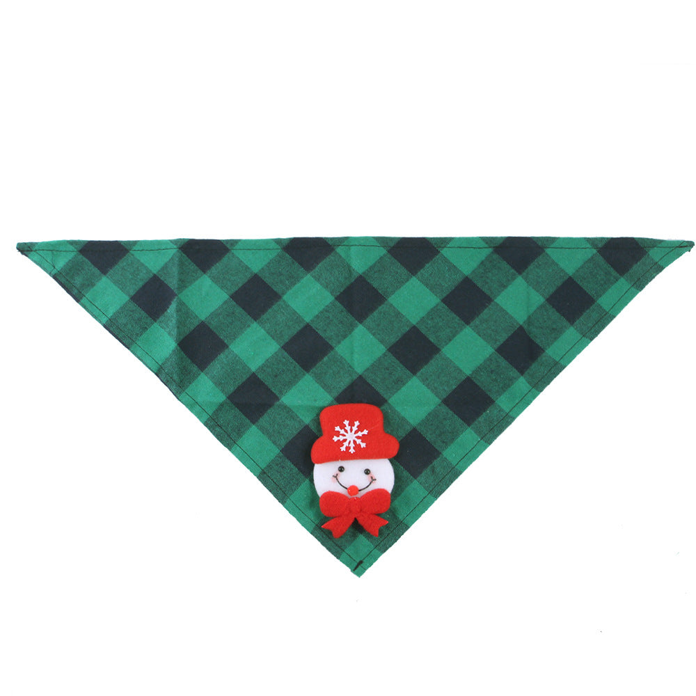 Christmas Tartan Bandana/Scarf - Green Snowman