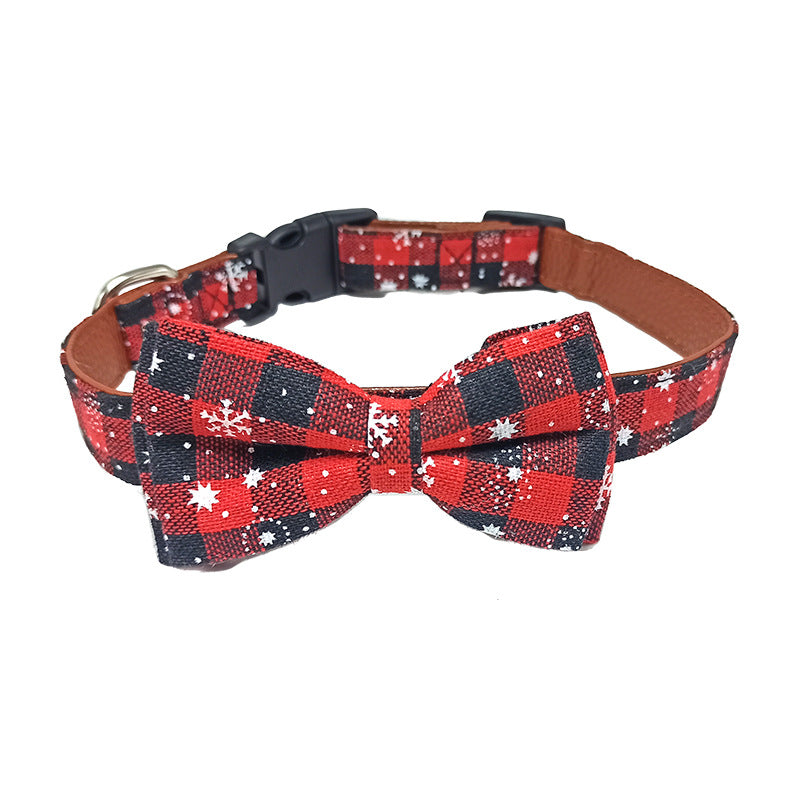 Christmas Collar - Tartan Red Bow